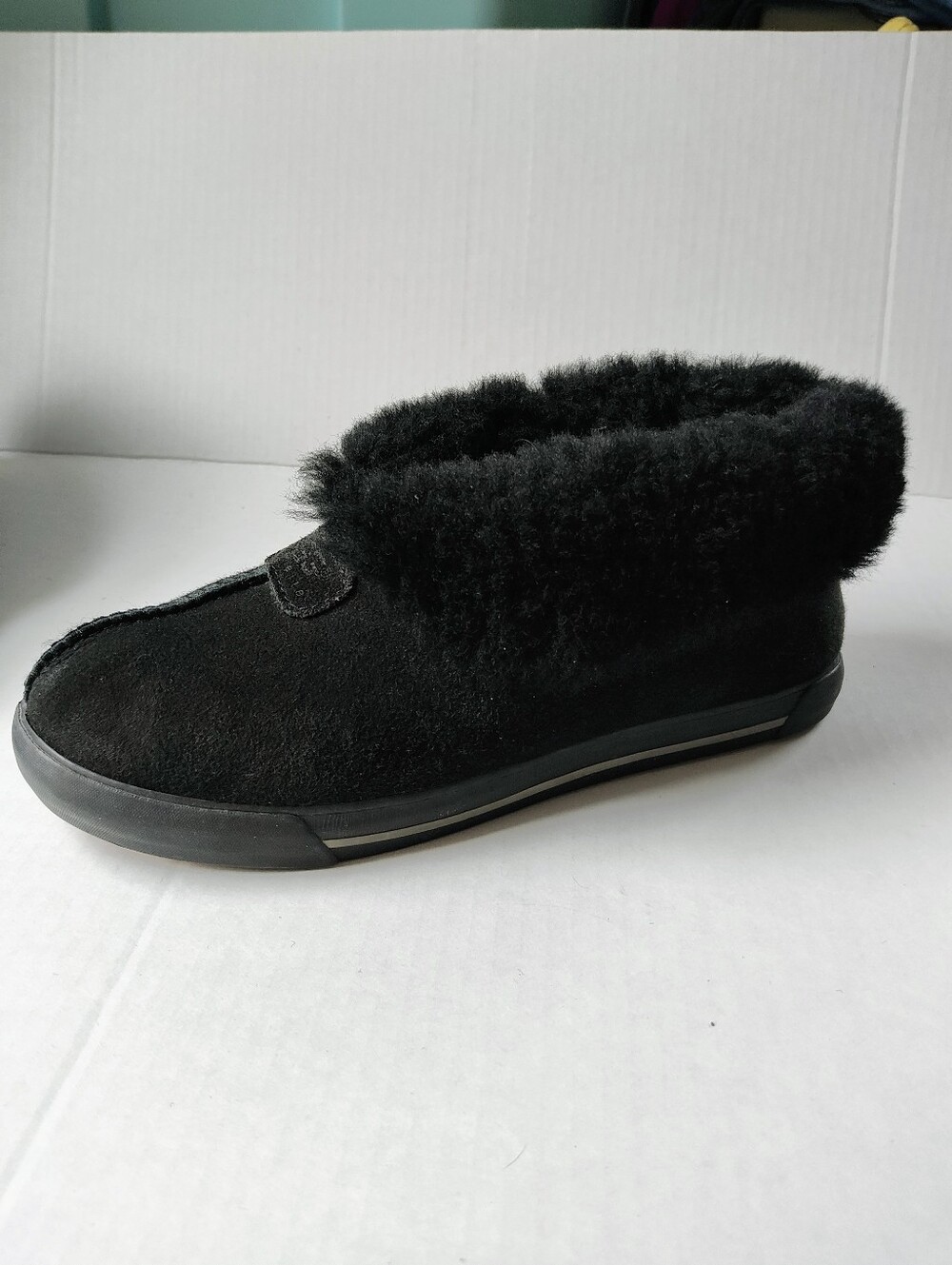 UGG Rylan Black Shearling Lined Suede Slip-on Ankle Slippers Sz8